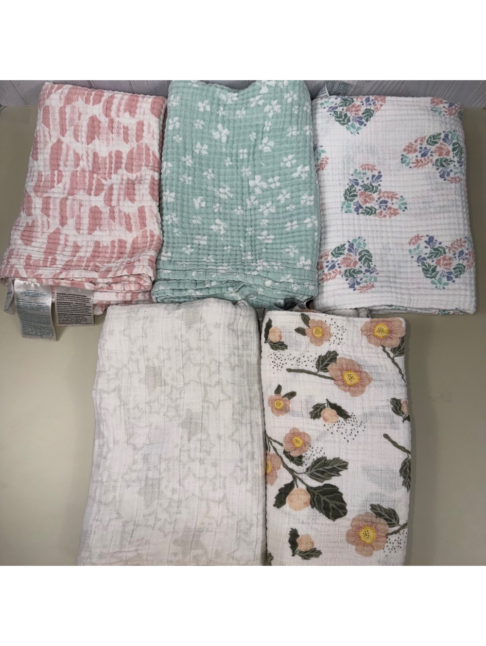 Aden + Anais Swaddle Designs Muslin Blanket Lot 5 Pc